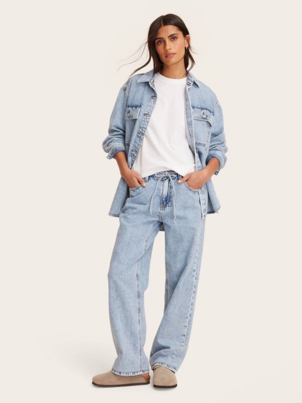 Women’s Mid Rise Drawstring Baggy Jeans - Parke x Target Light Wash 17